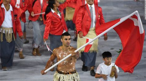 Topless Tongan Olympic Flag Bearer Pita Taufatofua