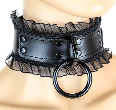 Contact ring around the collar on messenger. Black Metal Thick Leather and Lace O Ring Choker Gothic ...