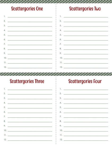 Scattergories Printable Sheets List 1 Chipryte