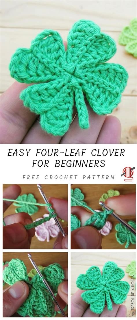 Four Leaf Clover Crochet Pattern For Beginners To Learn How To Crochet