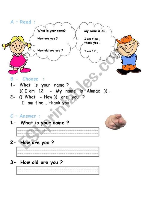 What´s Your Name How Are You How Old Are You English Activities For