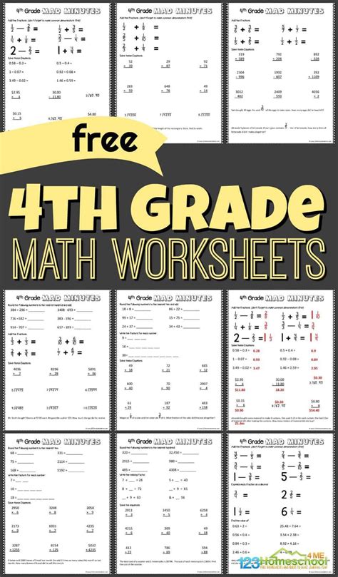 Math Worksheets For 4th Graders Free Printables