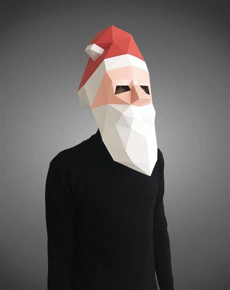 Santa Claus Mask Template Style 1 Paper Mask Papercraft Etsy Paper