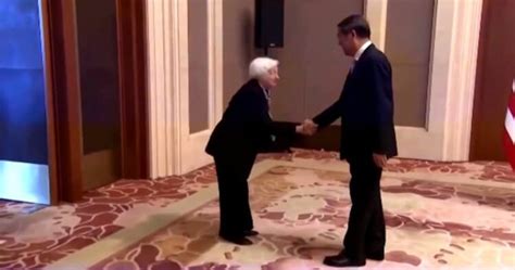 janet yellen awkwardly bows to ccp official during beijing trip
