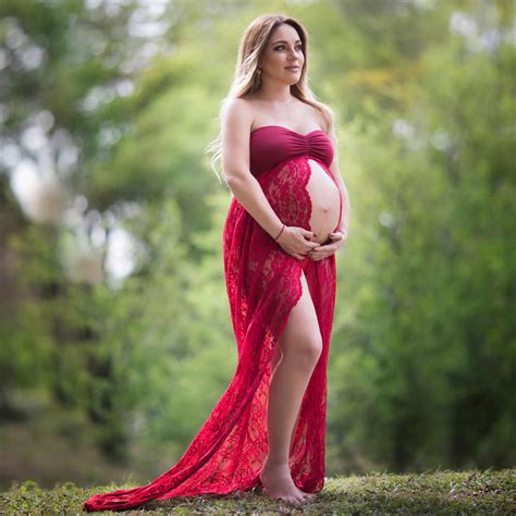 Sexy Semi Transparent Maternity Photography Dresses Maxi Split