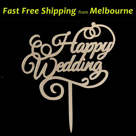 Happy Wedding Cake Topper Quality Acrylic Party Decorations Gold Silver White EBay