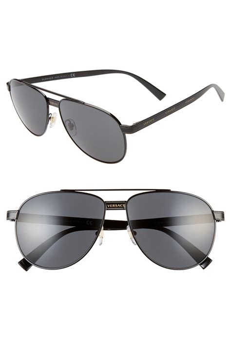 Versace Phantos 58mm Aviator Sunglasses In Blackgold Black For Men
