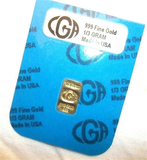 1 3 Gram Gold Of 24k Premium Cga Bullion Bar Pure 9999 Fine Certified