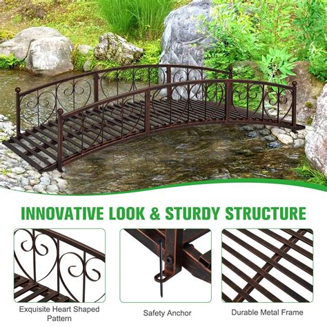 6 ft metal garden bridge curved outdoor decorative pond backyard bridge bronze 760932417238 ebay