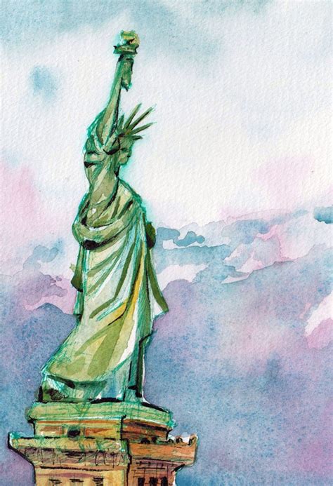Statue Of Liberty Art Print Reproduction Of Original Art Of