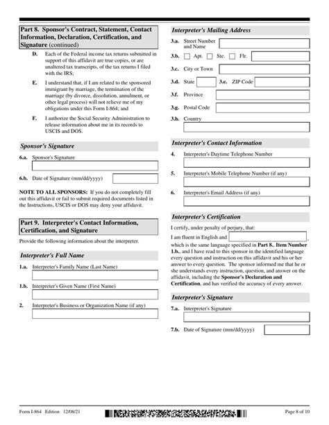 Uscis Form I 864 Download Fillable Pdf Or Fill Online Affidavit Of