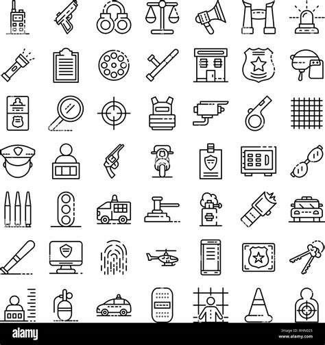 Police Equipment Icons Set Outline Style Stock Vector Image And Art Alamy