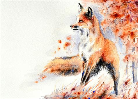 Red Fox Painting Painting By Angelina Ligomina