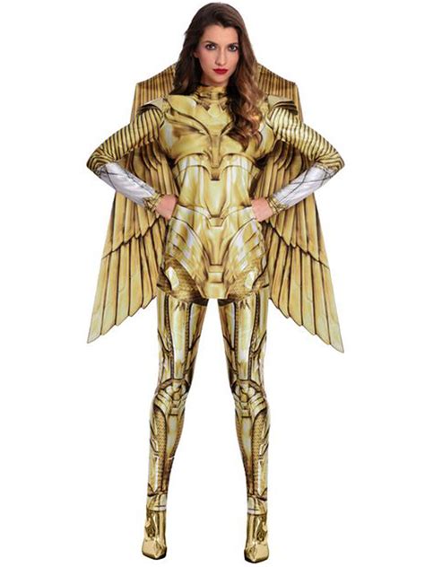 Adults Wonder Woman 1984 Gold Fancy Dress Costume Superhero Diana
