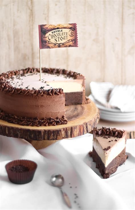 This dark chocolate mousse cake uses dark cocoa powder for extra rich flavor. Double Chocolate Stout Mousse Cake | Sprinkle Bakes