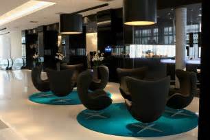 Modern Hotel Lobby Furniture On Round Carpet And Sleek Floor Plus