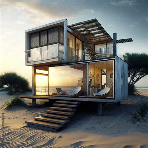 Small Luxury Modern Beach House Beach House Generative Ai Modern