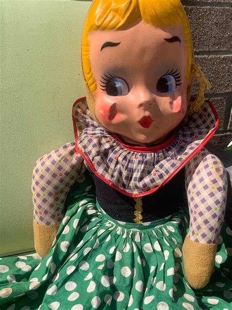 Vintage Mask Face Rag Doll With Original Skirt And Collar Etsy