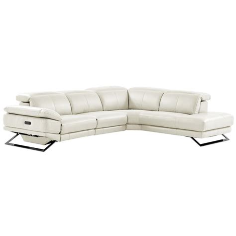 From rips to zips, tears, faded out leather and reupholstery. Toronto White Leather Power Reclining Sofa w/Right Chaise | El Dorado Furniture