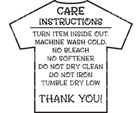 Care Instructions Digital File T Shirt Care Instructions Etsy