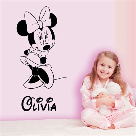 Personalized Minnie Mouse Wall Decal Nursery Custom Baby Name Cartoon