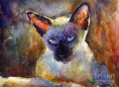 Watercolor Siamese Cat Painting Painting By Svetlana Novikova