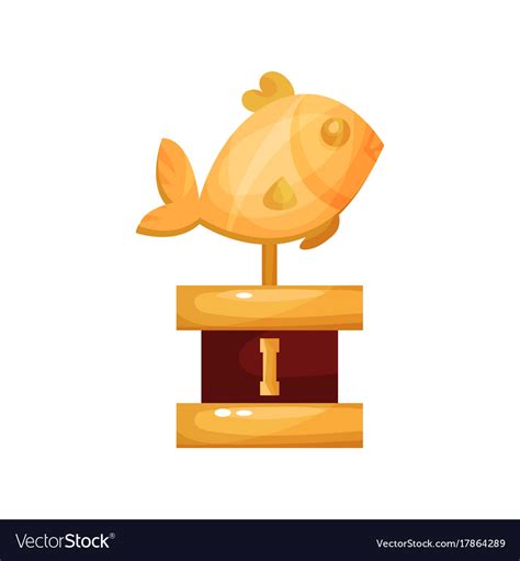 Golden Fish Award Fishing Trophy Statuette Vector Image