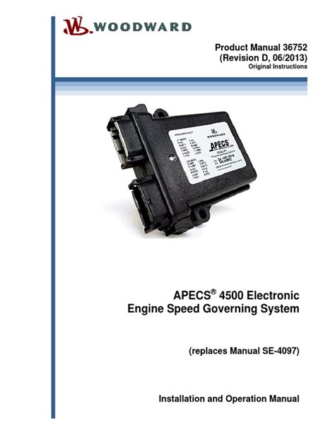 Apecs 4500 Electronic Engine Speed Governing System Product Manual