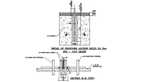 A Section View Of Rectification For Damaged Foundation Bolts Is Given