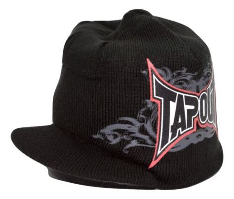 Tapout Mma Mixed Martial Art Billed Visor Knit Beanie Black Toque