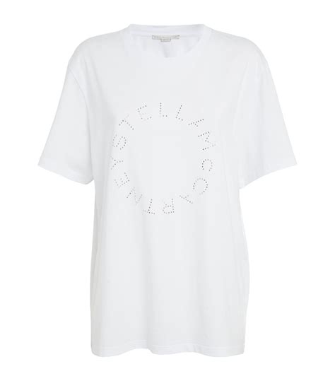 Stella Mccartney White Crystal Embellished Logo T Shirt Harrods Uk