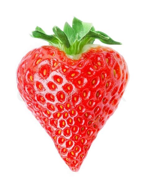 Heart Shape Red Strawberry Isolated On White Stock Photo Colourbox