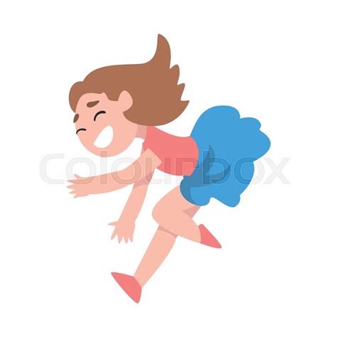 Little Girl Happily Jumping Smiling Stock Vector Colourbox