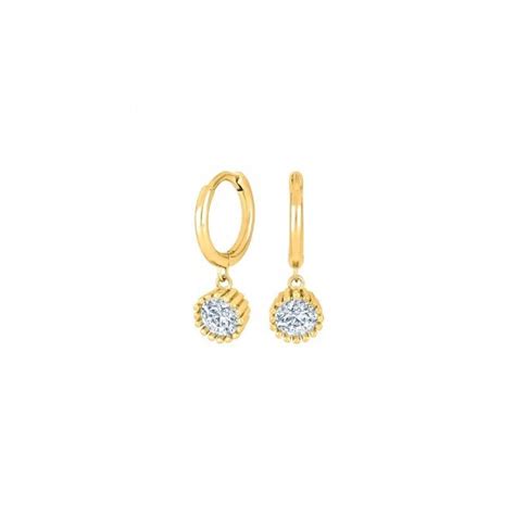 Silver Yellow Gold Finish Cubic Zirconia Hoop Earrings From Colin