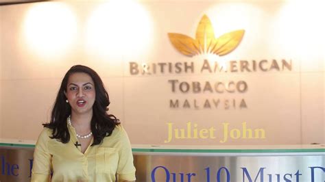 The company also provides travel and advertising and promotional services. Juliet John at British American Tobacco Malaysia. - YouTube