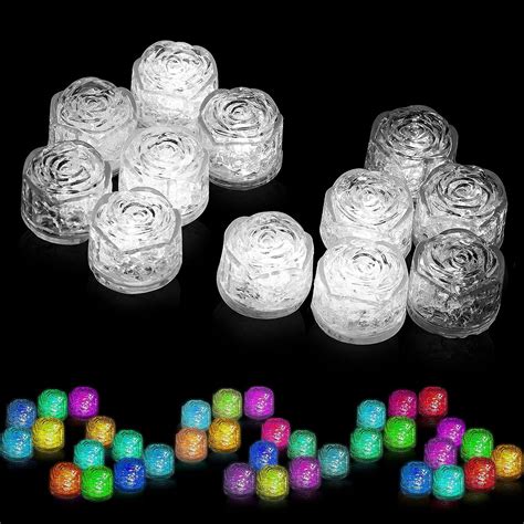 Light Up Ice Cubes 24 Pack Multi Color Led Ice Cubes For