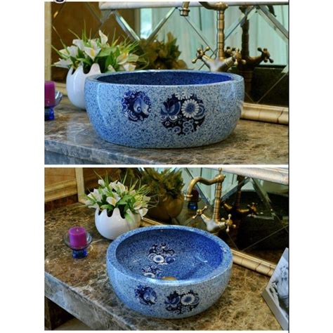 Luxury Round Bathroom Ceramic Sink Wash Basin Counter Top Wash Basin