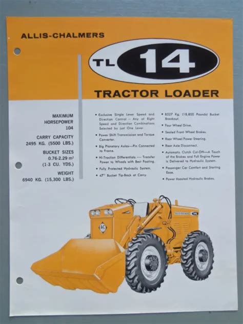 Allis Chalmers Tl14 Tractor Loader Genuine Original Sales Brochure 9
