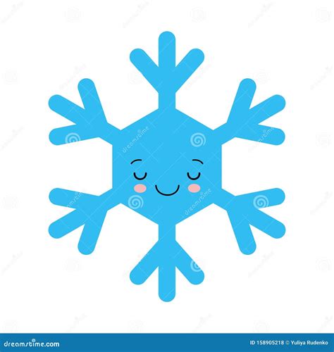 Cute Snowflake In Cartoon Style Adorable Snow Flakes Smiley Characters