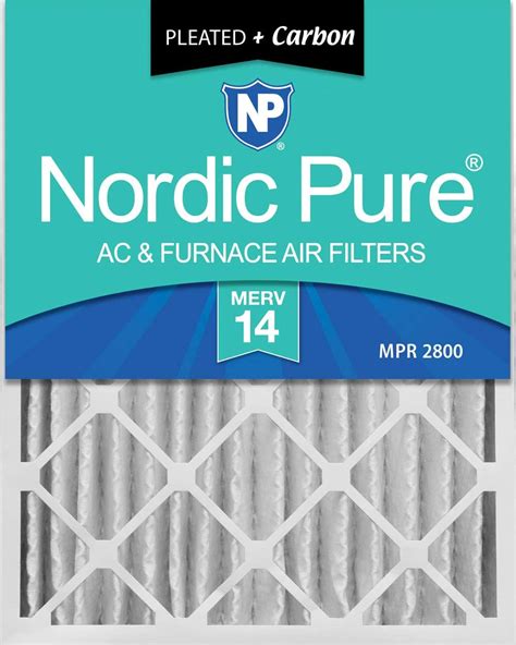 Nordic Pure 20x24x4 Merv 14 Pleated Plus Carbon Ac Furnace Air Filter 1