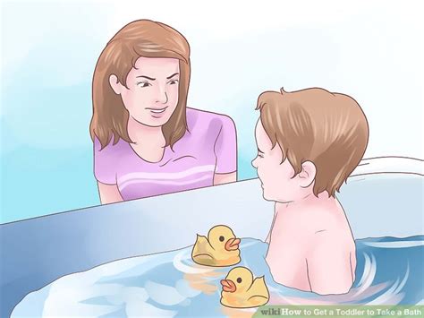 The drain in the tub is seated in plumber's putty before it is pressed into place and the strainer cap. 3 Ways to Get a Toddler to Take a Bath - wikiHow
