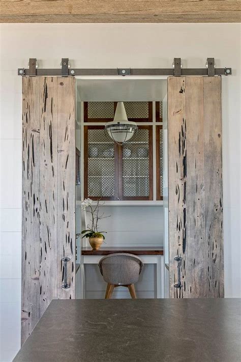 Pecky Cypress Sliding Barn Doors Leading To Butlers