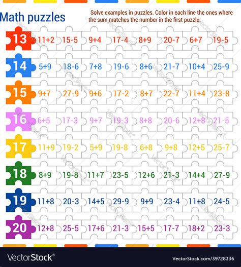 Math Puzzle Game Solve The Examples Royalty Free Vector