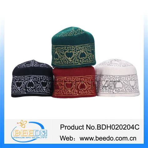 Fashion Arabic Turban Turkish Embroidery Wool Muslim Cap Islamic Hat