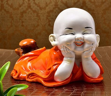 Buy Rjkart Polyresin Handcrafted Cute Child Monk Showpiece Laughing