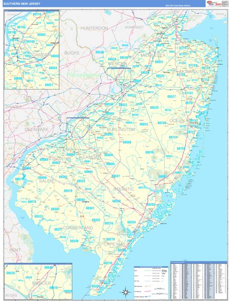 New Jersey Southern Wall Map Basic Style By Marketmaps Mapsales