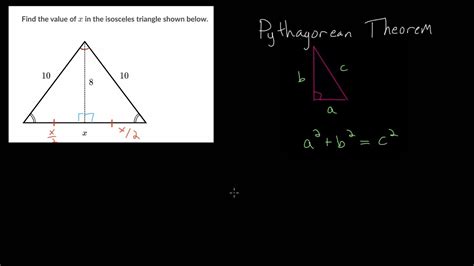 Pythagorean Theorem Isosceles Triangle Example Youtube