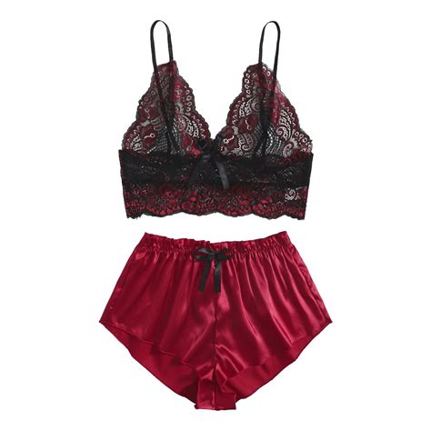 Sexy Sensual Lingerie Woman Floral Lace Bra And Satin Shorts Sexy Underwear Set Erotic Lingerie