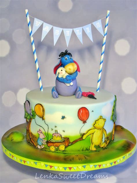 This winnie the pooh birthday cake reminds me of the movie when pooh bear is being the little black rain cloud and is flying up, up to the honey tree. Winnie The Pooh Story Cake. - CakeCentral.com