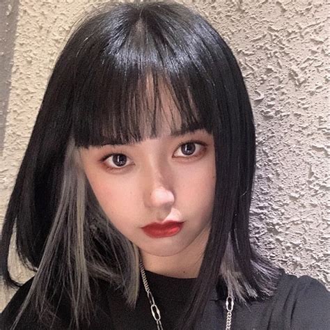 Hanging Ears Dyed Wig Female Short Straight Hair Korean Air Bangs Net